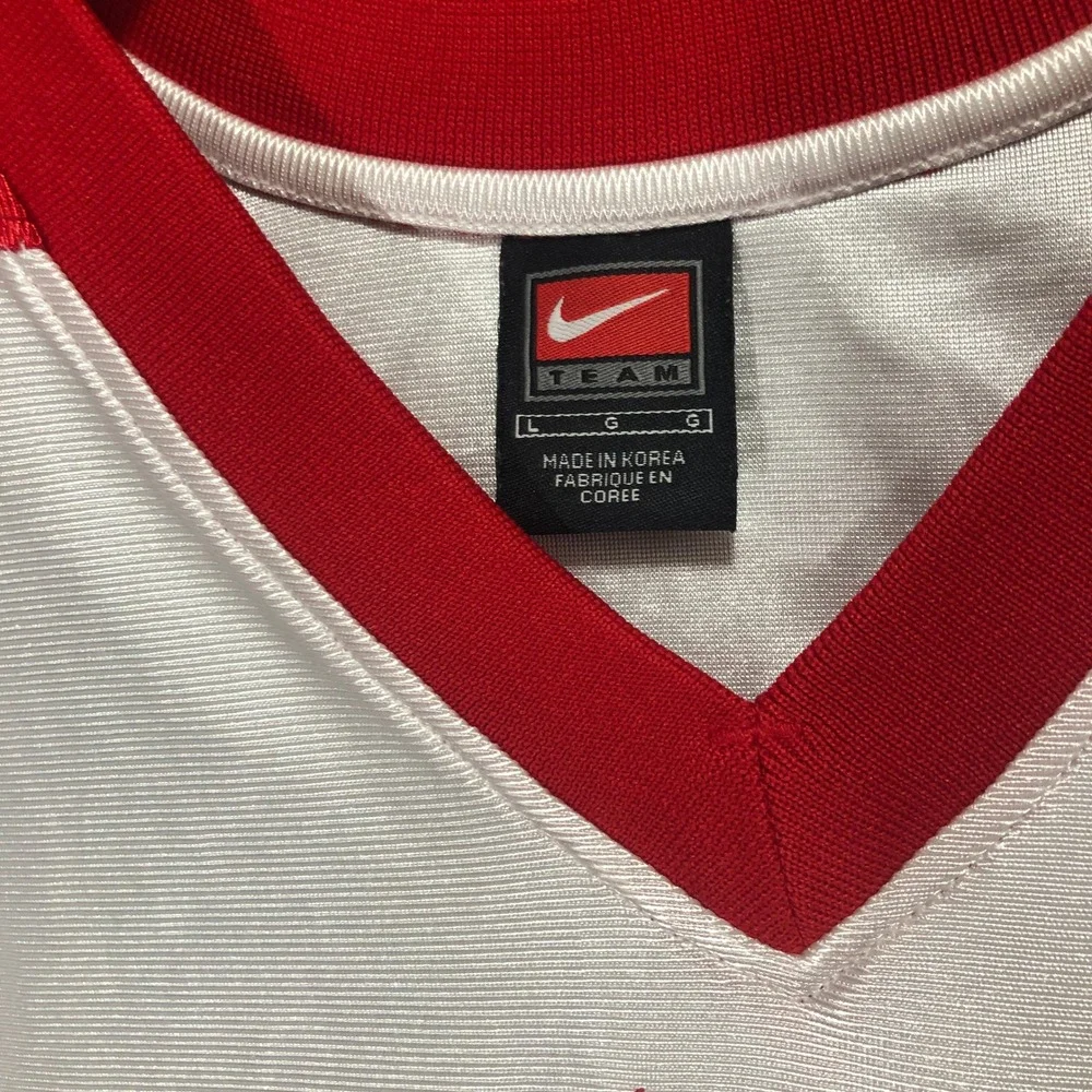 Nike Hawks Jersey V-Neck Short Sleeve Athletic Top‎ White Red Men's Size Large